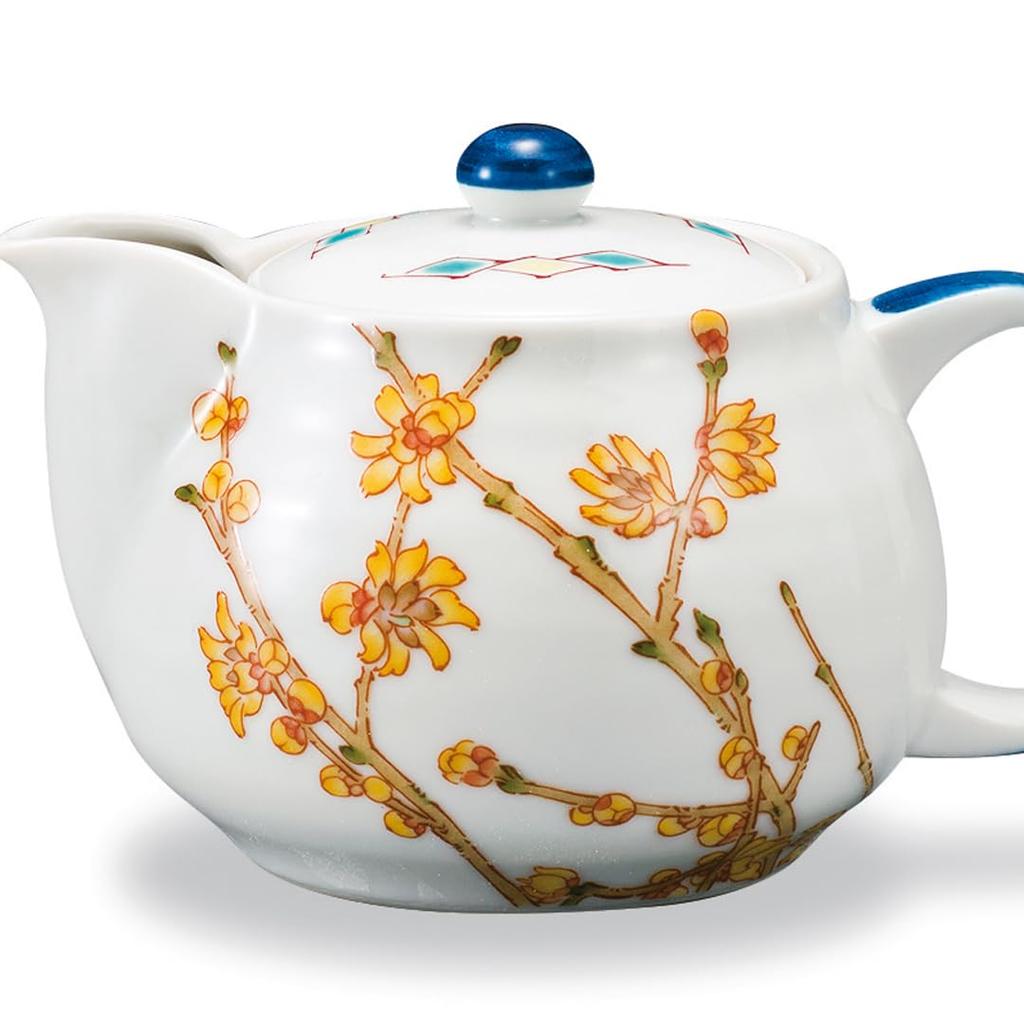 Кутани Яки Иватая Красивый чайник с четырьмя горшками Робаи "Времена года Японии" (январь) АП7-5167