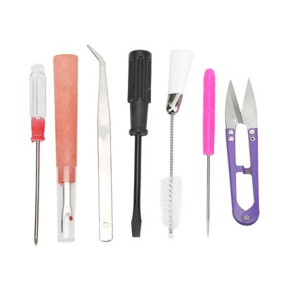 7 шт., набор для чистки швейной машины с пинцетом, двусторонняя щетка, шило, ножницы для пряжи, портативное швейное оборудование