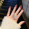 Women Ring Hollow Out Butterfly Shape Rhinestone Alloy Adjustable Opening Ring Banquet