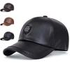 Unisex M Label Leather Baseball Caps Adjustable Casual Hats Spring and Autumn Outdoor Sunscreen Hat