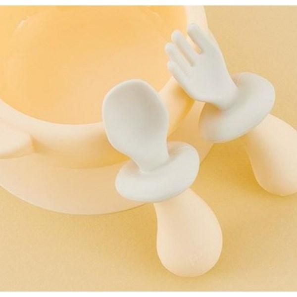 Fergie baby грибочек самодельный силиконовый набор ложка + вилка + футляр для детского питания, 1 комплект, бежевый