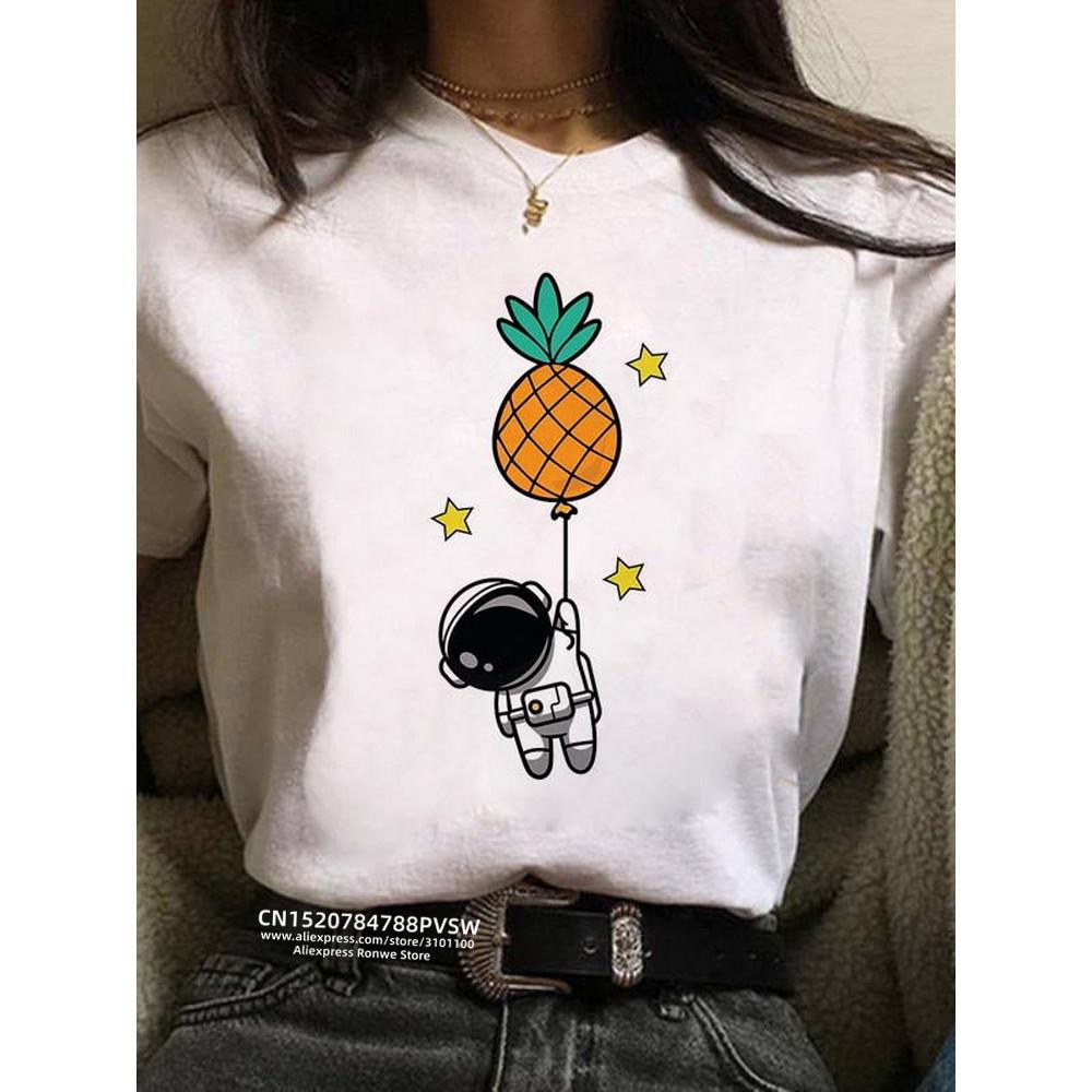 Women Moon Harajuku Funny 90s Girl T Shirt Cartoon Graphic Printed Black Ladies T-shirt Casual Woman Shirt Kawaii Tee Shirt