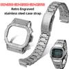 DW5600 Ретро Корпус и ремешок из нержавеющей стали Мод-комплект Для Casio DW-5600E GW-M5610 GWB-5600 Мужские Винтажная рамка и ремешок с узором пейсли Серебристый Черный