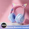 2024 New Cute Cat RGB Colour Lights Wireless Headphones Bluetooth 5.1 Stereo Music Gaming Headsets for Girls Kids Gift Headset with Microphone