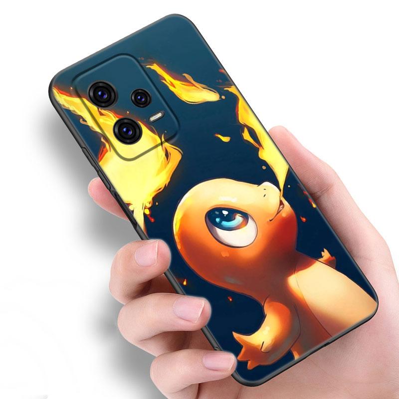 Милый Черамандер Покемон Черный Силиконовый Чехол для Телефона Для Xiaomi Redmi Note 9 10 11 11S 11T 12 13 Pro 5G Plus 9S 10S 12S