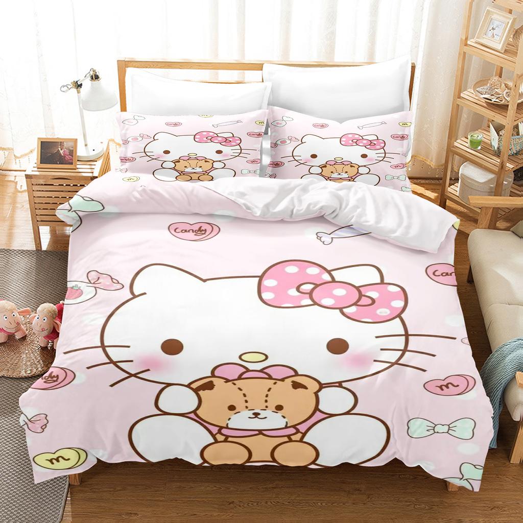Hello Kitty Спальня Детский Комплект Постельного Белья Пододеяльник Комфорт Королева С Наволочкой Рождественские Подарки Дом