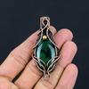 Малахитовый драгоценный камень Медная проволока Обертывание ручной работы Кулон Ювелирный подарок для нее