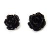 [R3325] - Серебряные серьги 'Rosa Romantica' черного цвета - 7 мм