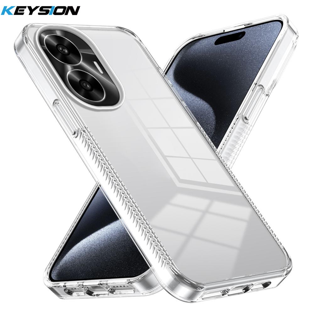 KEYSION Прозрачный чехол для Realme C55 Мягкий ТПУ+ПК Нескользящий HD Прозрачный Противоударный Чехол для телефона для OPPO Realme C53 C51