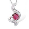 [M6202] - Silver Pendant 'Sissi' Silver-white Ruby ​​(rhodium-plated) - 18x10 Mm