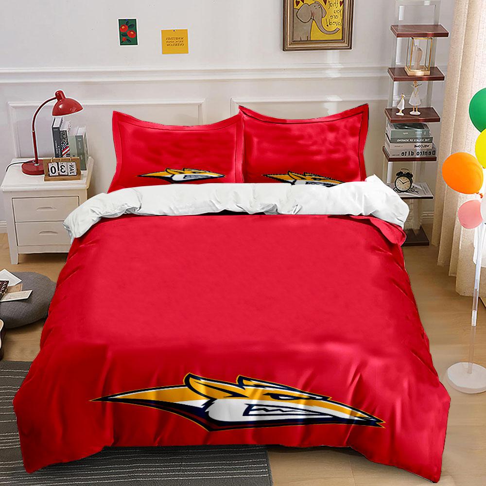 Yellow Fox Head on Red Background Print Bedding Set Duvet Cover Pillowcases (1* Duvet Cover 2* Pillowcases Do Not Include Comforter)