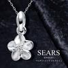 [Sears] Кулон, Мужской и Женский, Стерлинговое Серебро 925, Гавайский Дизайн Плюмерии, sp01-0007