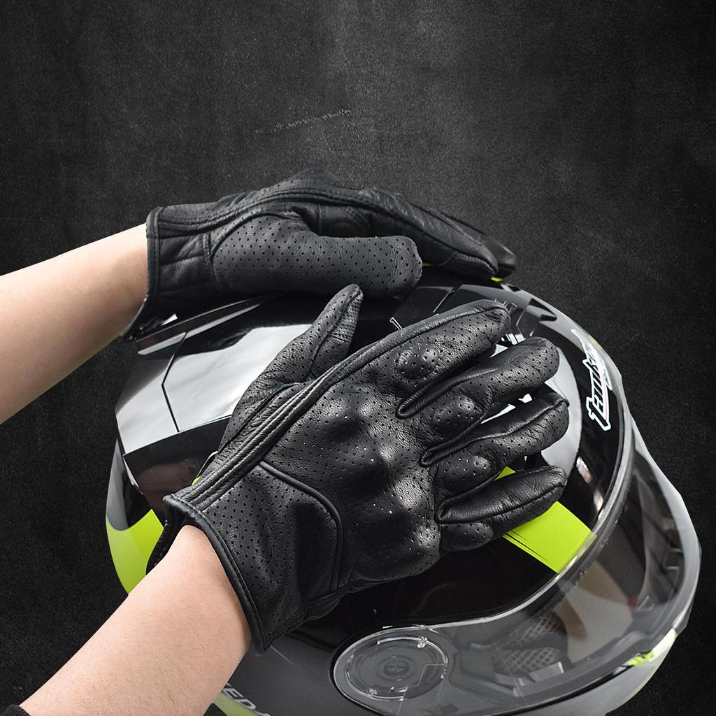 Мотоциклетные перчатки из козьей кожи для мужчин и женщин, дышащие мотоциклетные перчатки с сенсорным экраном, спортивные перчатки для верховой езды