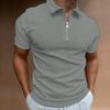 Summer Men's Solid Color Polo Shirt Short Sleeve Turn-Down Collar Zipper Tshirts &for Men Casual Streetwear New Male Tops