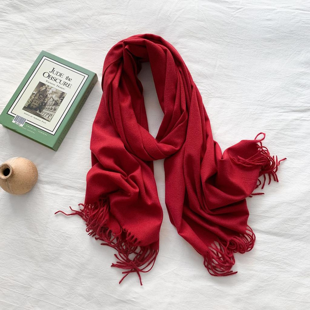 Candy Color Imitation Cashmere Scarf Women'S Winter Solid Color Warm Shawl Spring And Autumn Japanese Simple Scarf
