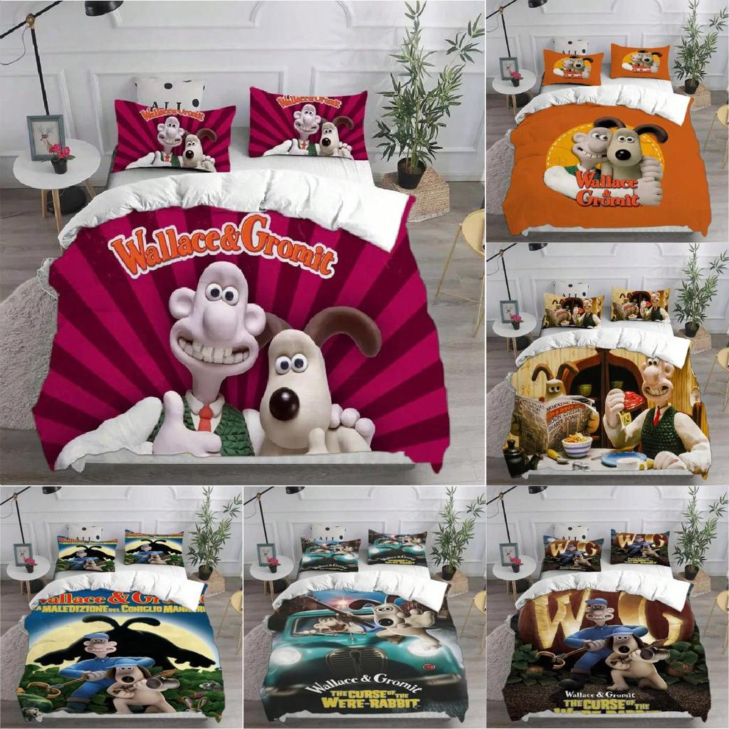 Постельное белье Wallace & Gromit с активной печатью для детей и взрослых, комплект покрывал