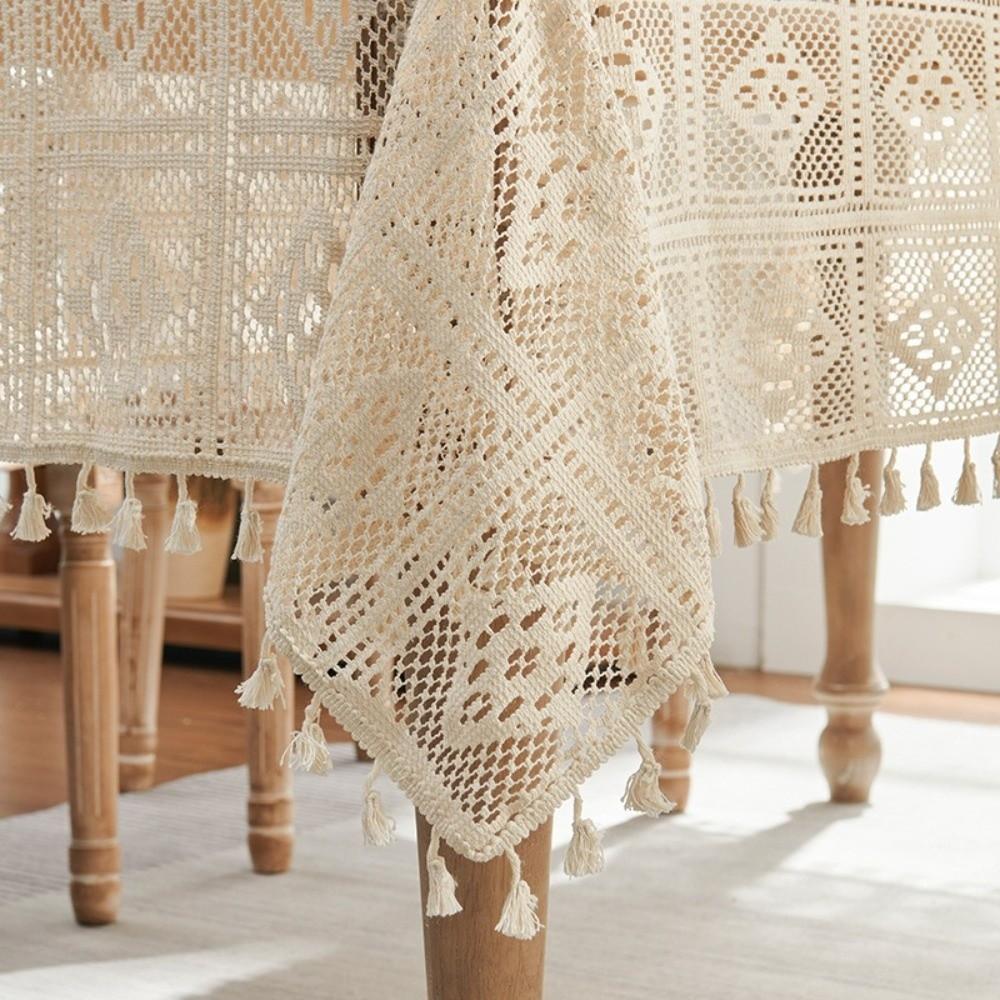 Rectangular Retro Tablecloth Dust-Resistant Lace Tablecloth Table Cover Cloth Tea Table