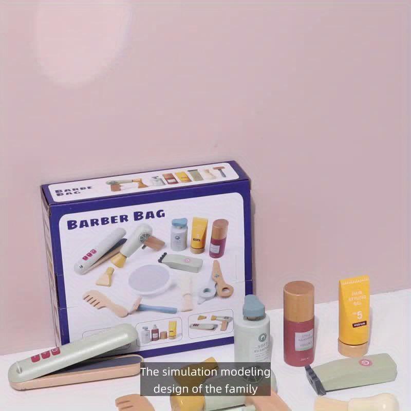 13 шт. Деревянный парикмахерский набор Набор игрушек для парикмахерской для молодежи, Деревянный набор игрушек для макияжа, Игрушка для индивидуальной прически, Набор для бритья для мальчика