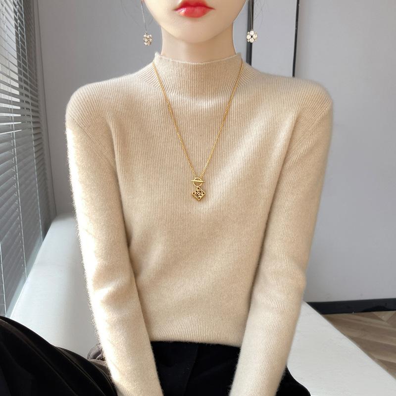 INDFS Женская мода Повседневный Осень Зима Однотонный Принт Длинный Рукав Полуводолазка Свитера