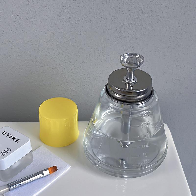 180 мл стеклянный пустой дозатор с нажатием вниз для лака для ногтей спиртового средства для снятия макияжа прозрачная многоразовая бутылка жидкое очищающее средство для хранения