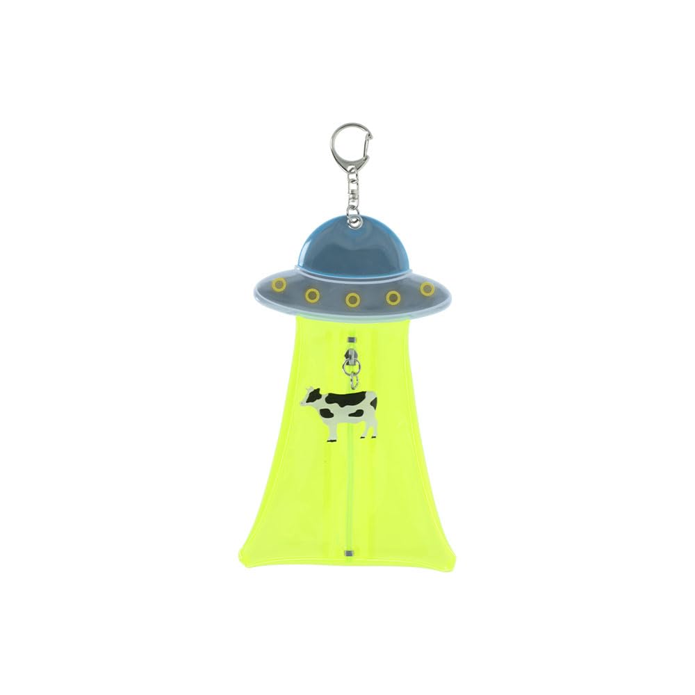 Sun-Star Stationery Flat Pouch, Clear Color, UFO Design, Yellow