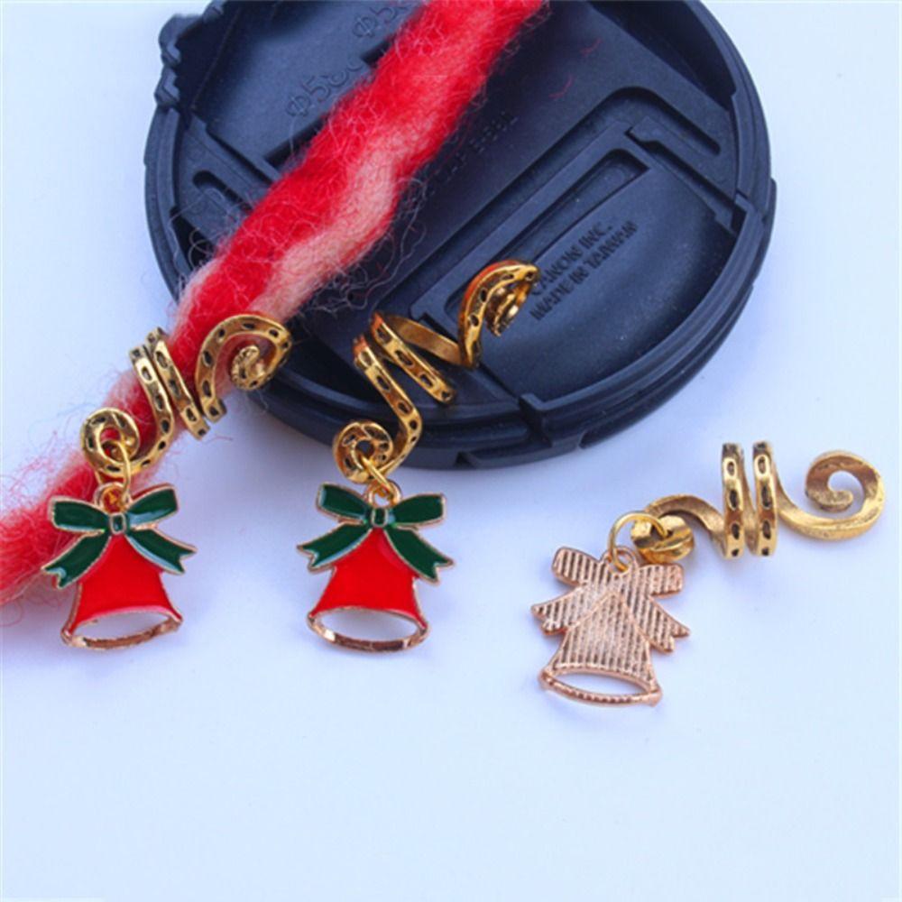 3 Pcs Santa Claus Christmas Hair Ring Spiral Hairpin Hair Braid Tubes Dreadlocks Bead