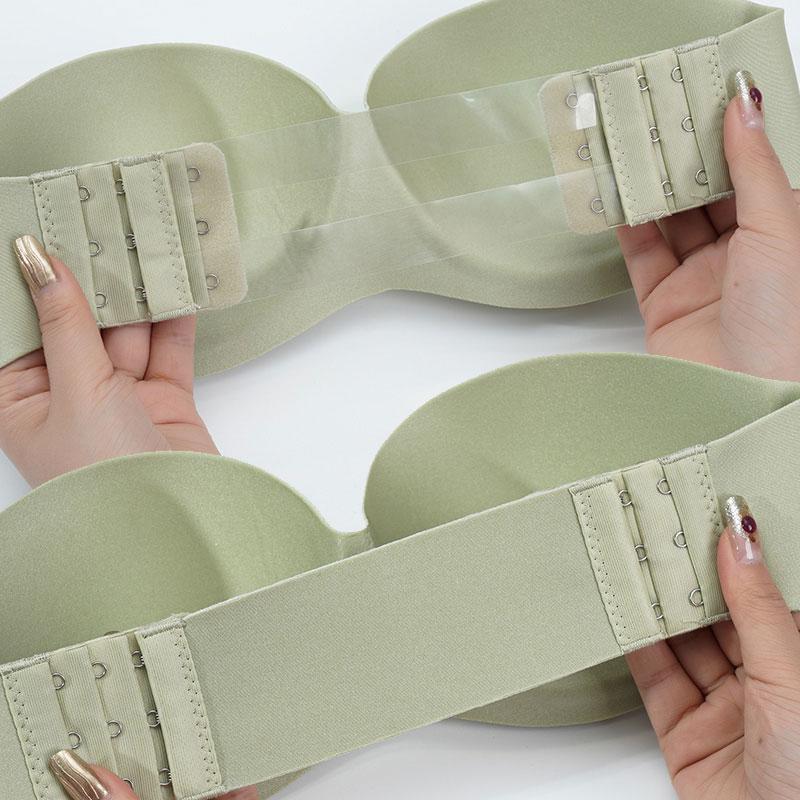 Women's Strapless Invisible Bra Replaceable Sheer Buckle Braletter Push Up Half Cup Tank Top Sexy Underwear