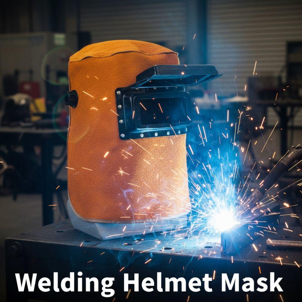 Flip Open Lens Leather Welding Hood Comfortable Welding Protection Mask  Labor Protection