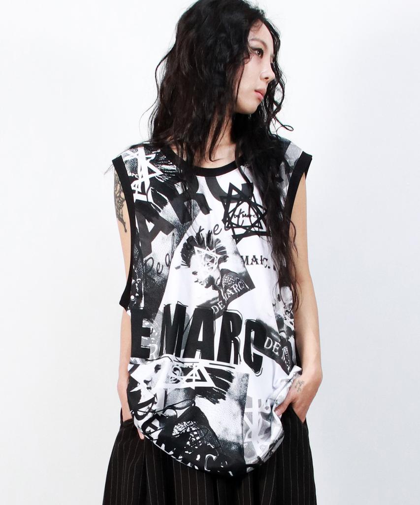 Deumakeu Уличный Коллаж Оверсайз Без Рукавов
