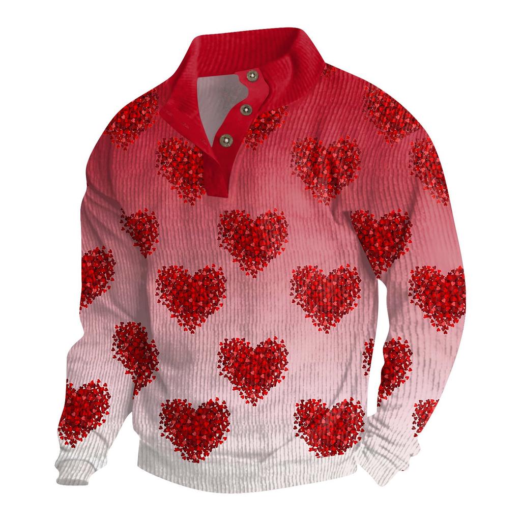 Мужская хлопковая рубашка-пуловер с длинным рукавом для активного отдыха, винтажная вельветовая рубашка с воротником-стойкой и пуговицами, повседневная толстовка с принтом