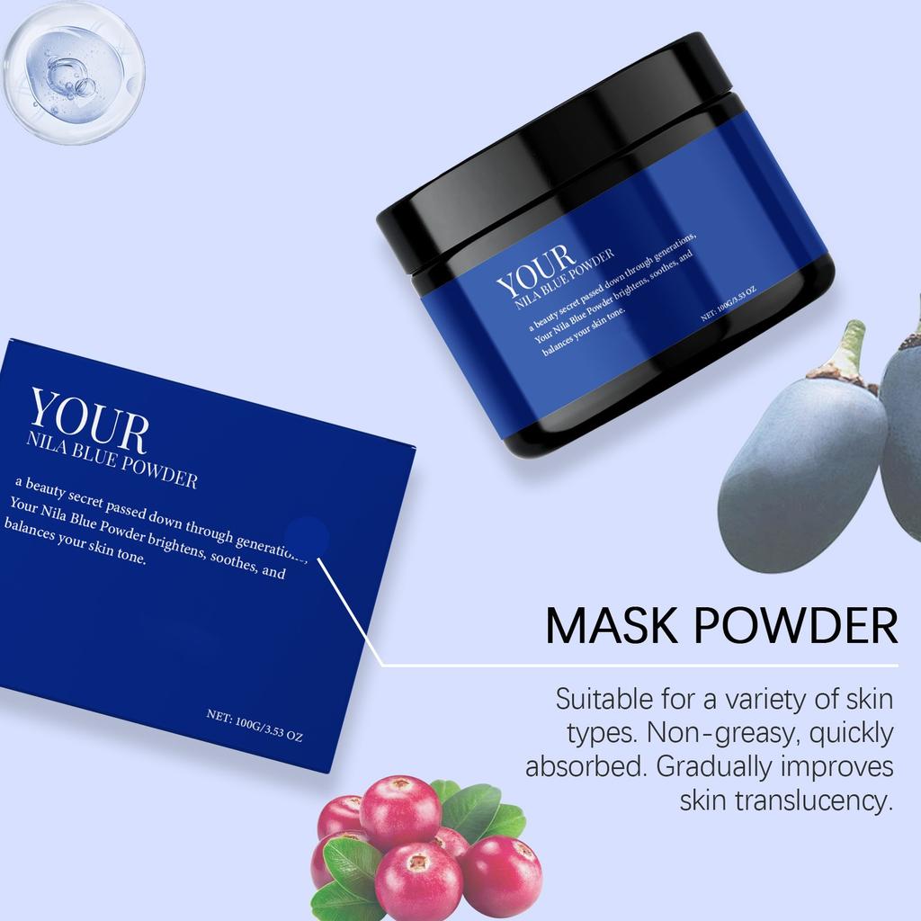 Маска для лица Nila Blue Powder в порошке Увлажняющая и смягчающая кожу 100 г