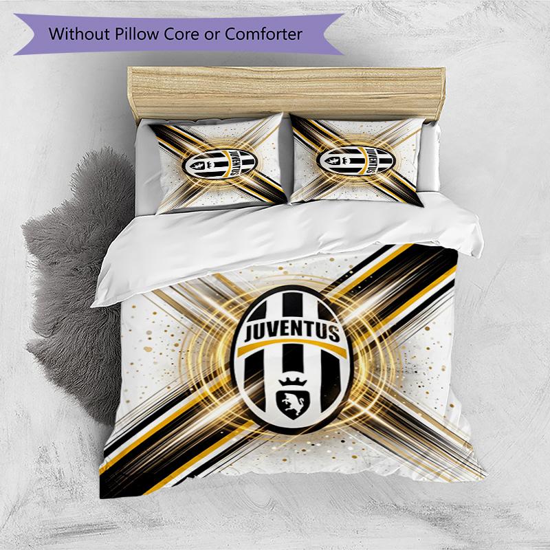 Juventus FC С принтом 3 шт. Комплект постельного белья Мягкий, приятный для кожи, стирающийся Пододеяльник и Наволочки Комплект Для всех сезонов Спальня