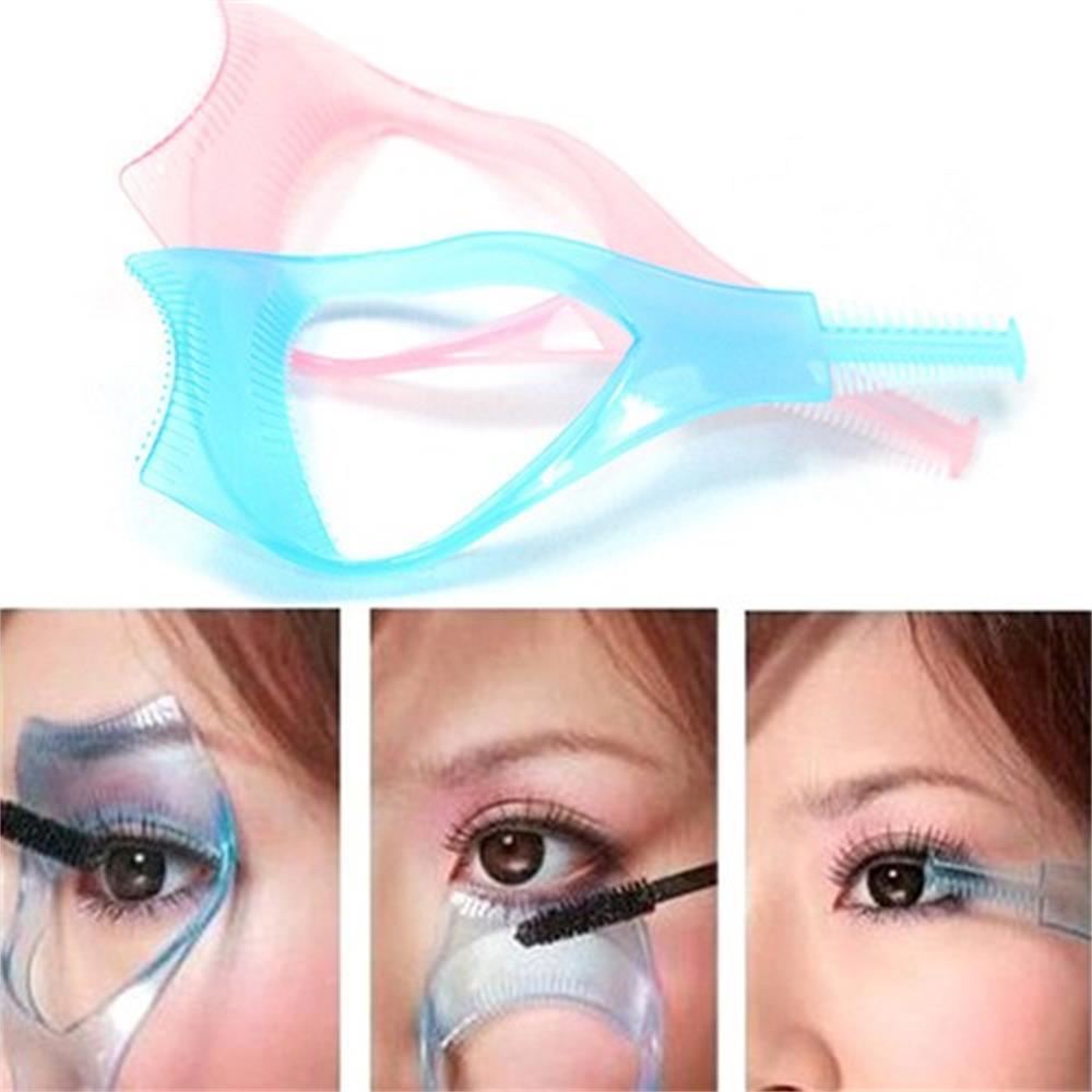 Protect Eyes Crystal Mascara Shield Make Up Brush 3-In-1 Eyelash Comb Template Applicator Tool
