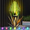 Metal Outdoor Decoration Gift Metal Agave Plants Outdoor Decor, Metal Agave Yard Art Garden Lights Solar Outdoor, 7 Color Changing Garden Yard