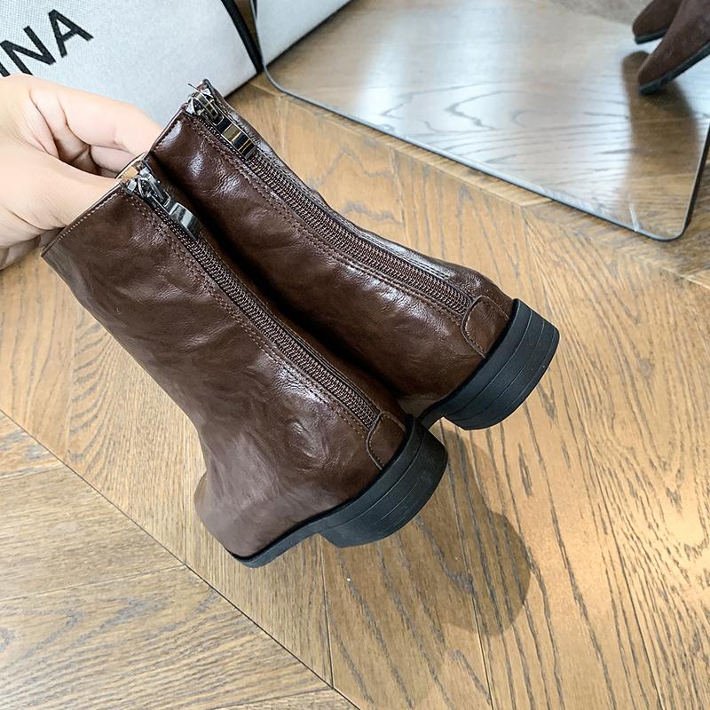 Fashion Aphixta Back Zipper Shoes Women Boots Crystal Square Heel Ankle Boots For Women Botines Mujer Ladies Shoes Fashion Woman Shoes