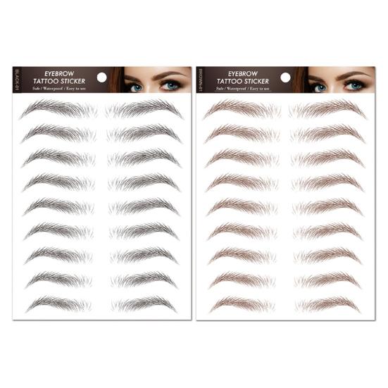 2 Sheets Waterproof Eyebrow Tattoo Stickers Hair-Like Natural Fake Eyebrows Makeup Accessories