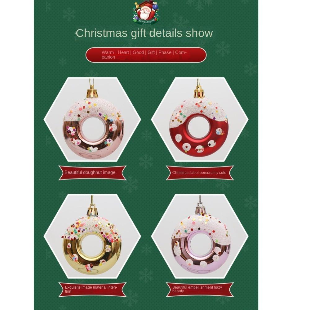 4pcs/Box Doughnut Christmas Tree Ornament Plastic Christmas Gift New Christmas Gifts Boxes Pendant