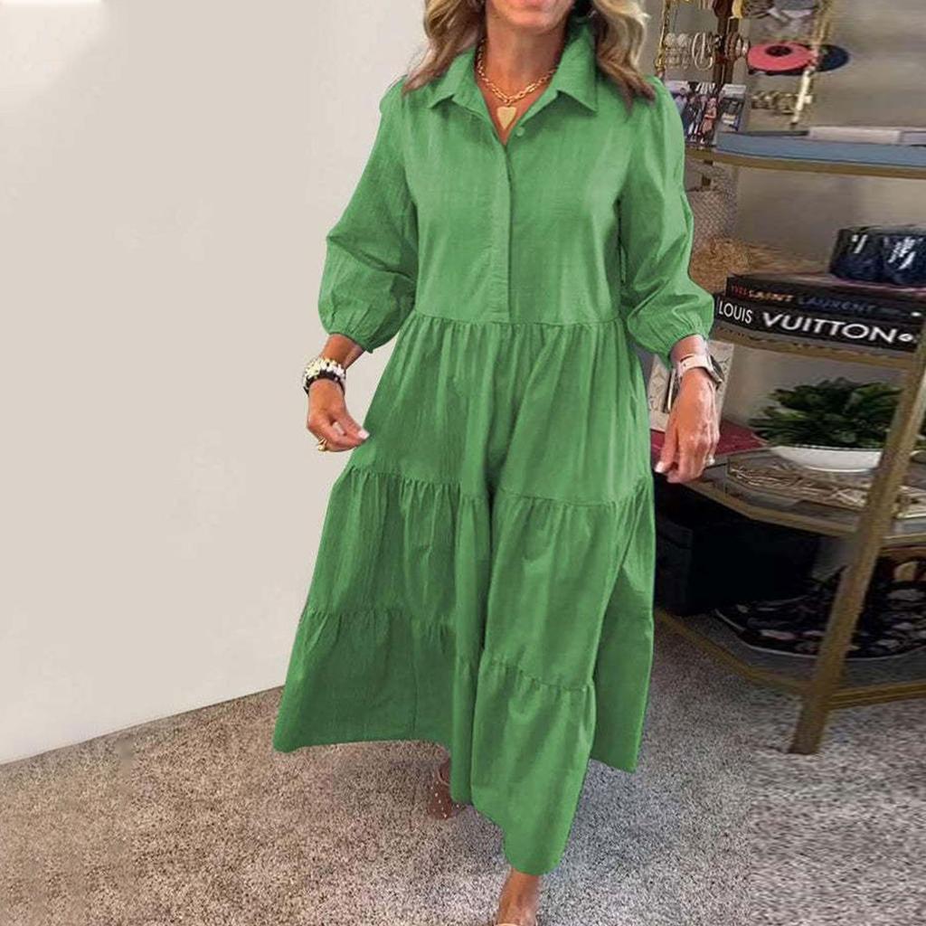 Женская мода повседневная рубашка с лацканами юбка-помель