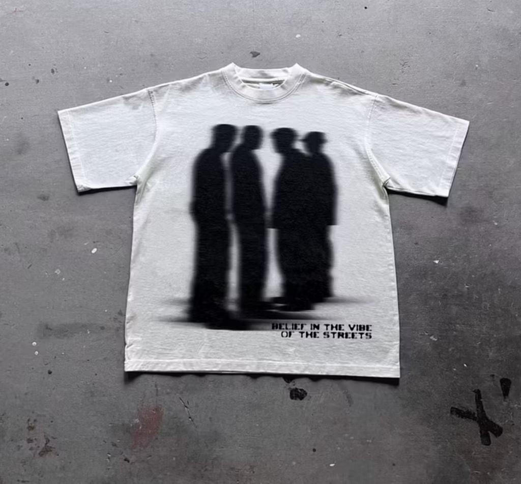 2026 Street Atmosphere Virtual Shadow Characters Shadow Graphic Tshirt Unisex Y2k Vintage Oversize Tshirt Streetwear Unisex Tops