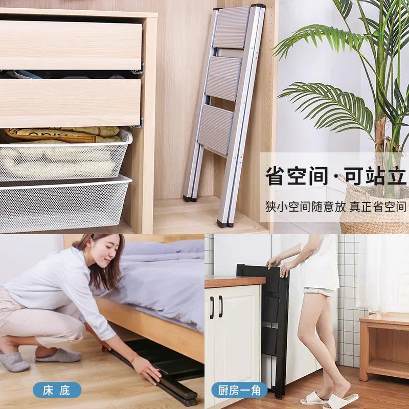 3 Step Ladder Lightweight Folding Step Stool Stepladders Storage Shelf Rack With Anti-Slip Wide Pedal For Home and Kitchen