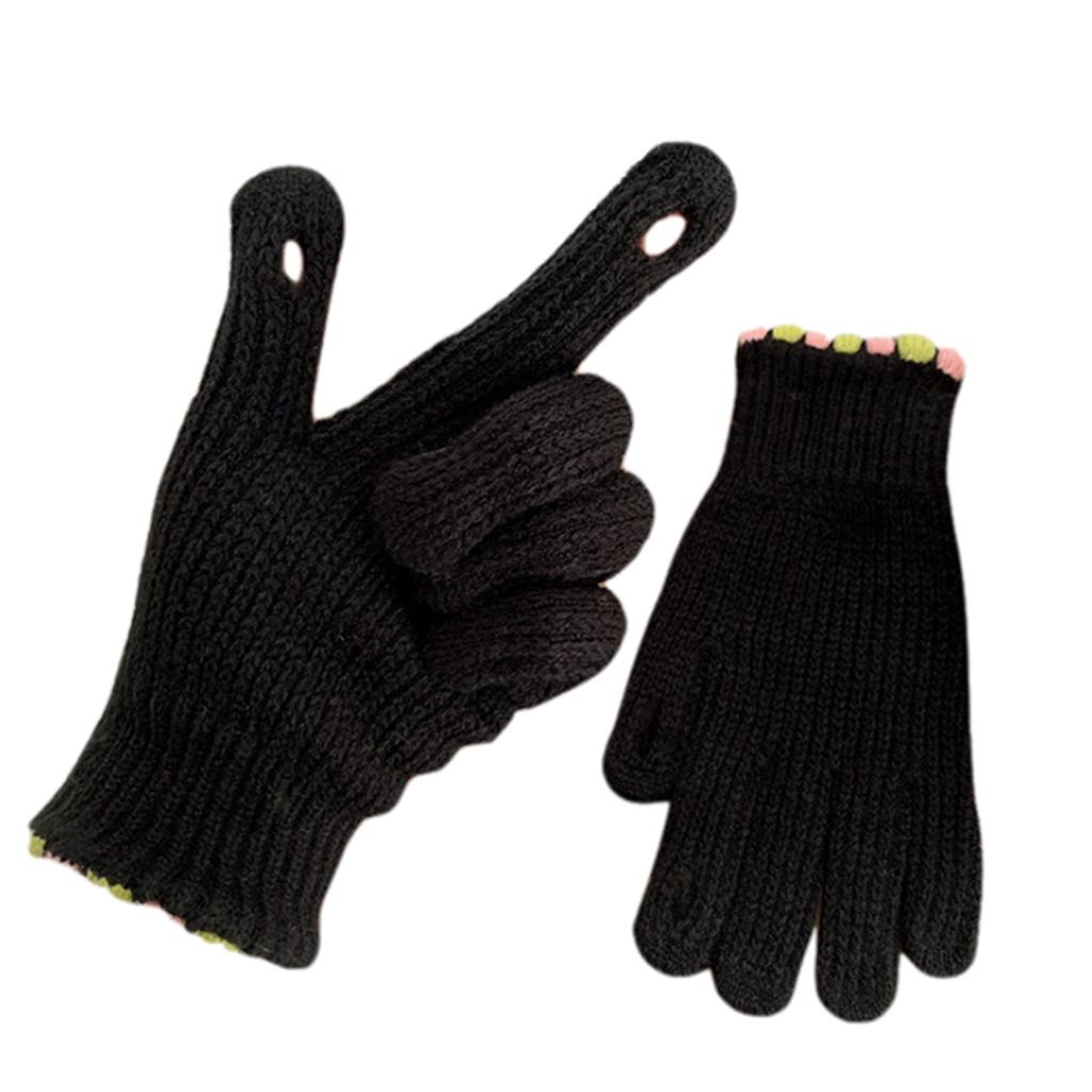 Knitted Five Finger Gloves with Loop Design and Ribbed Cuffs for Everyday Use and Comfortable Hand Protection