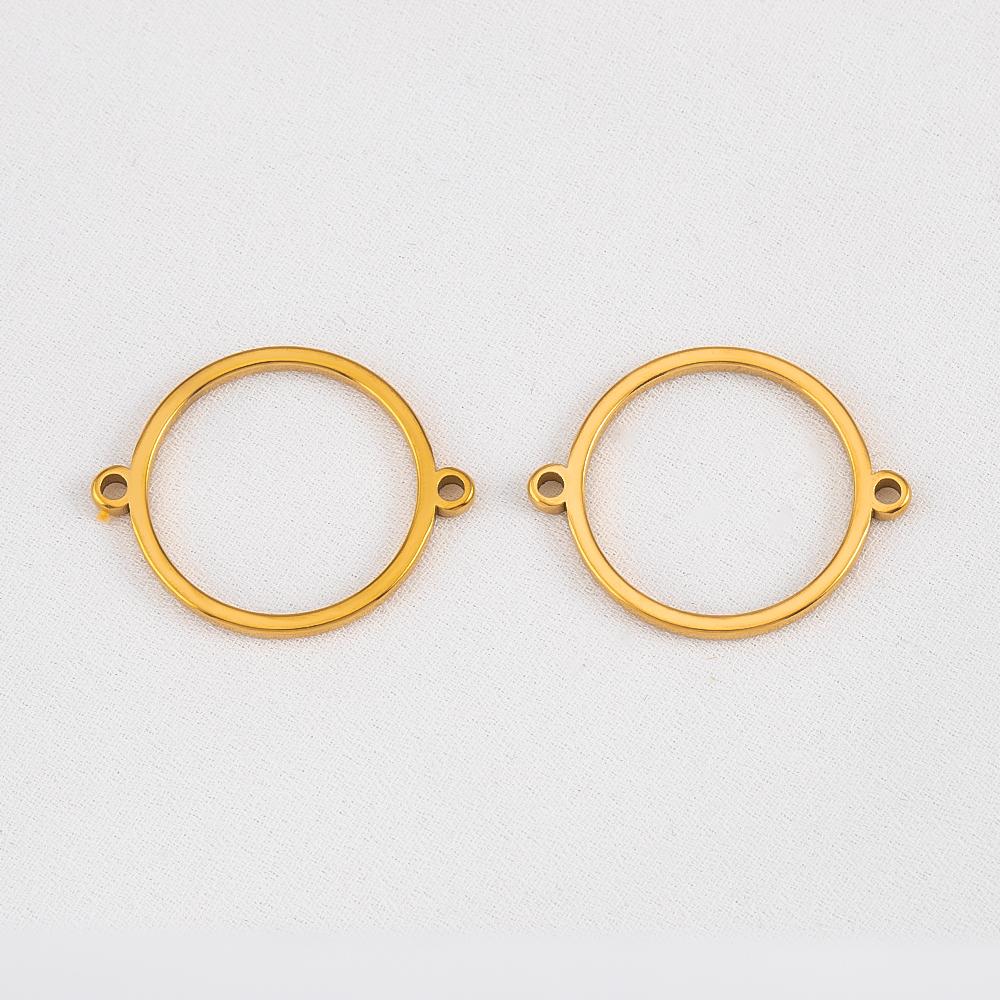 10Pcs 20Pcs Stainless Steel Hollow Double Hole Circle Charms Pendant Bracelet Cabochon Tray Bezel Blank Settings Jewelry Making
