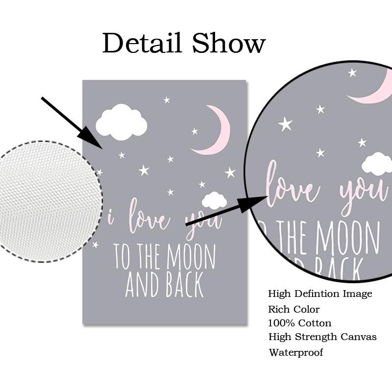 ASTRDECOR Холст постер с единорогом для маленьких девочек, детские цитаты, настенные панно, художественный принт, «Люблю тебя до Луны», картина в скандинавском стиле, детская комната