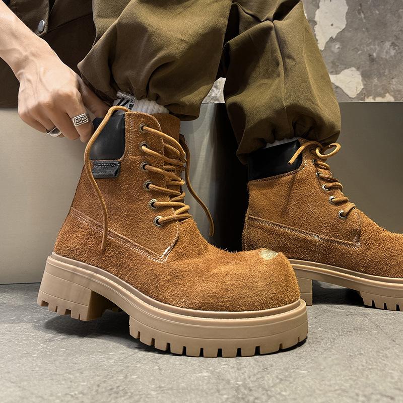 Мужские и женские резиновые ботинки, пара, на толстой подошве, увеличивающие рост, в британском стиле, повседневные, с большим носком, ботинки Мартина 43156-44156-J