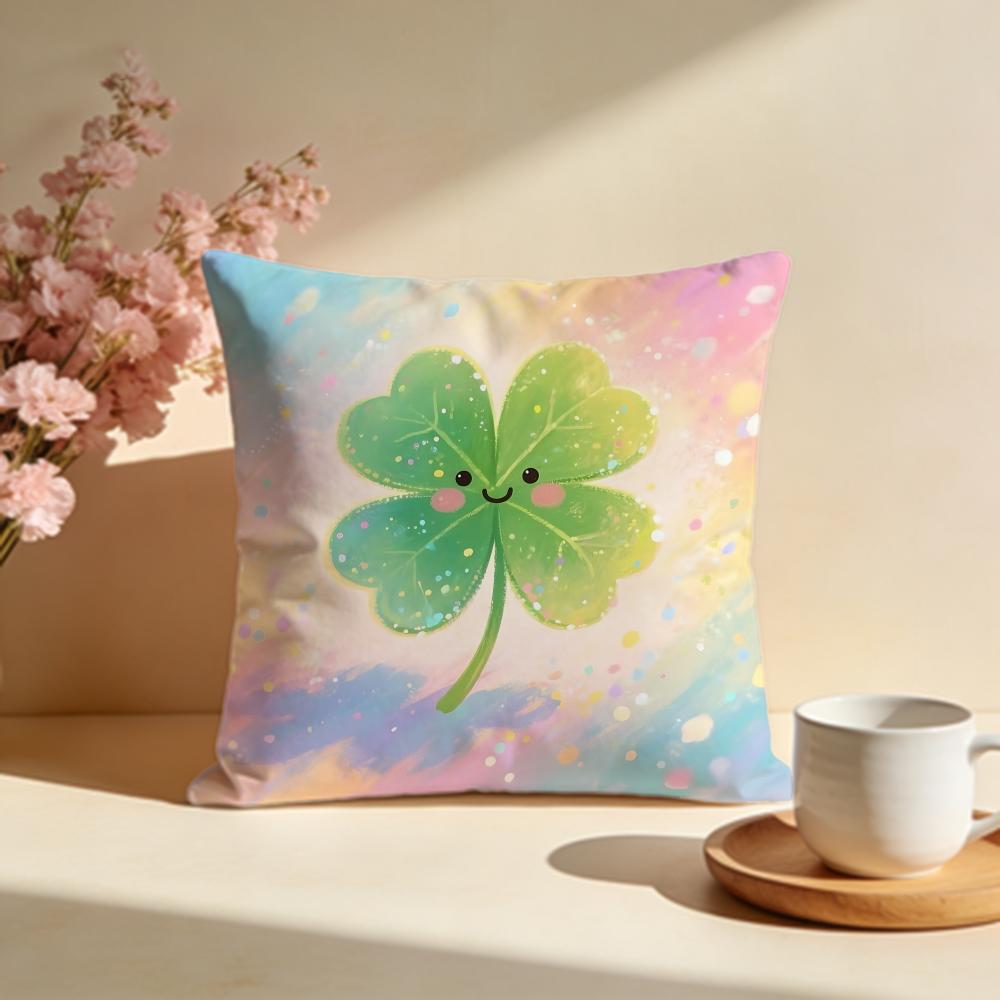 FourLeaf Lucky Clover Cushion Cover Soft Pillow Cases for Home Bedroom Living Room Sofa