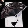 Bamboo Folding Fan with Tassels Hollow Ribs Portable Summer Hand Held Fan Decoration Dance