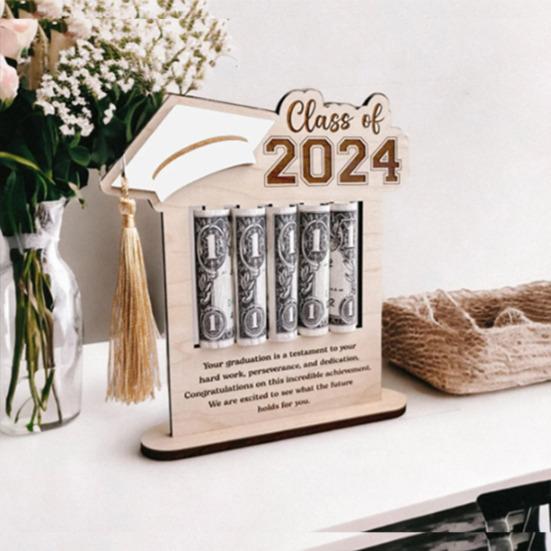 Органайзер для денег на выпускной, держатель для денег, украшение для рабочего стола, стабильный, с гладкими краями, без заусенцев, деревянный орнамент, аксессуары для вечеринок