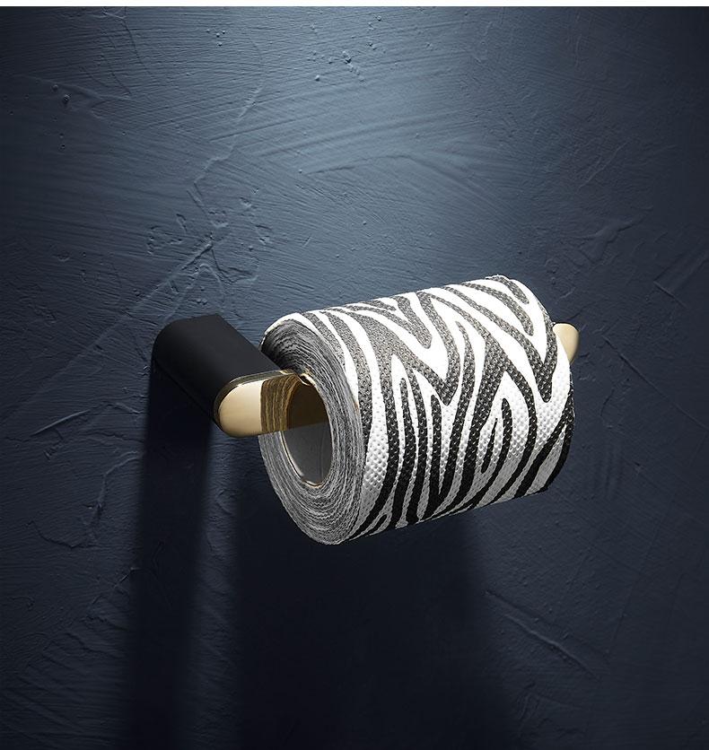 Bath Hardware Sets Black Gold Bath Cup&Tumbler Holders Europe Toilet Brush Holder Towel Bar Paper Holders Cloth Hook WF-25000