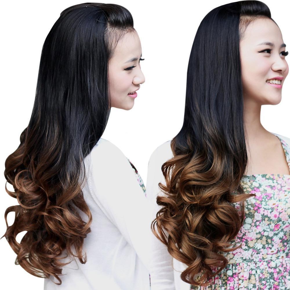 Женские длинные кудрявые волнистые полупарики термостойкие градиентного цвета премиального салонного стиля
