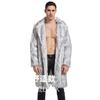 Мужское серое пальто из искусственного меха с лацканами, средней длины, теплое зимнее верхнее одежда